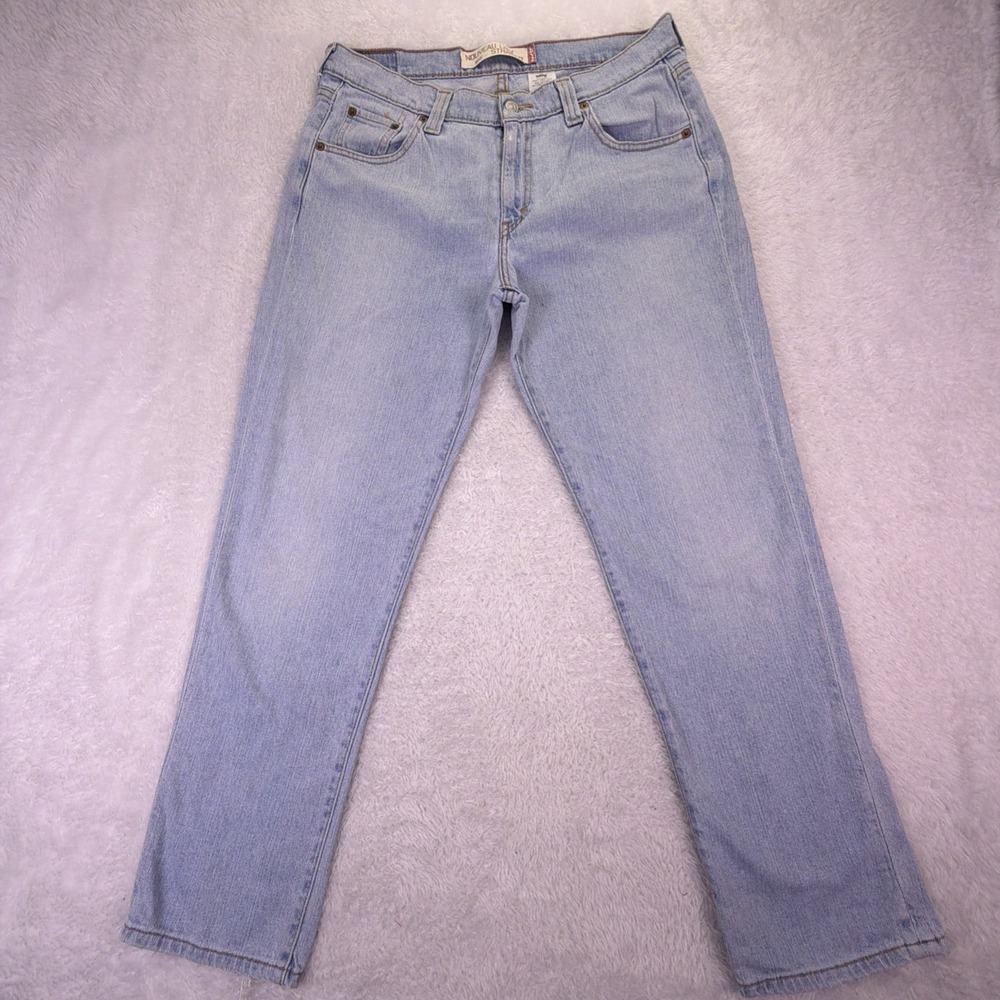 VTG Levi's 505 Nouveau Jeans Womens 12 (32x29) Low Straight Y2K Light Wash Denim